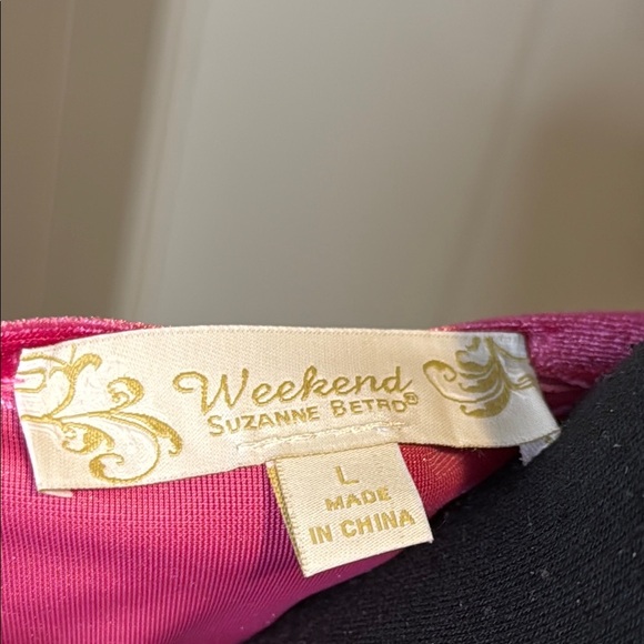 Weekend Suzanne Betro Women’s Large Pink Pleated Relaxed Tunic Blouse V Neck - Picture 2 of 5